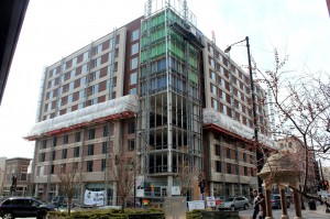 The Hyatt Place Hotel in Downtown Champaign is just about finished- a miracle for the CU area.
